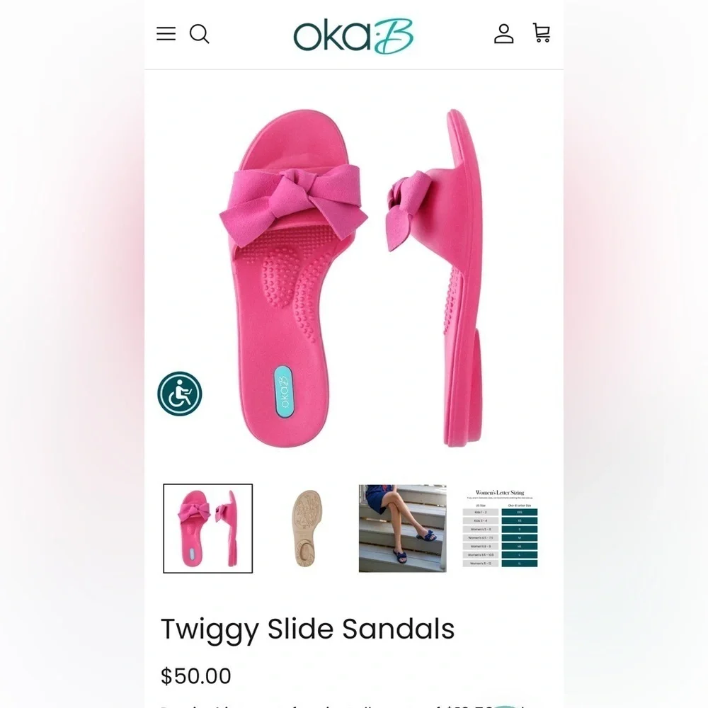 OKA b. “Twiggy” Slide Sandals, Size S (5-6)